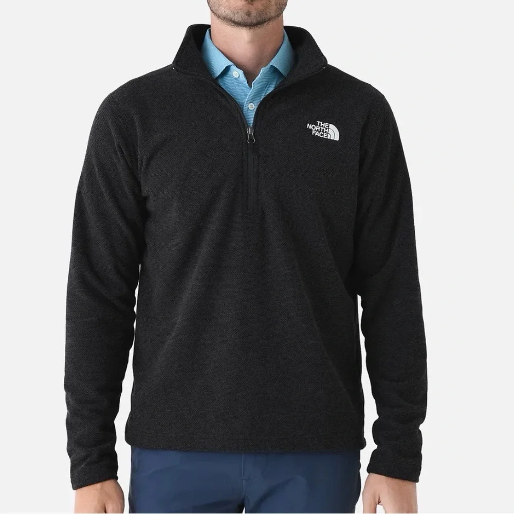 The North Face Men’s textured cap rock quarter-zip pullover in black